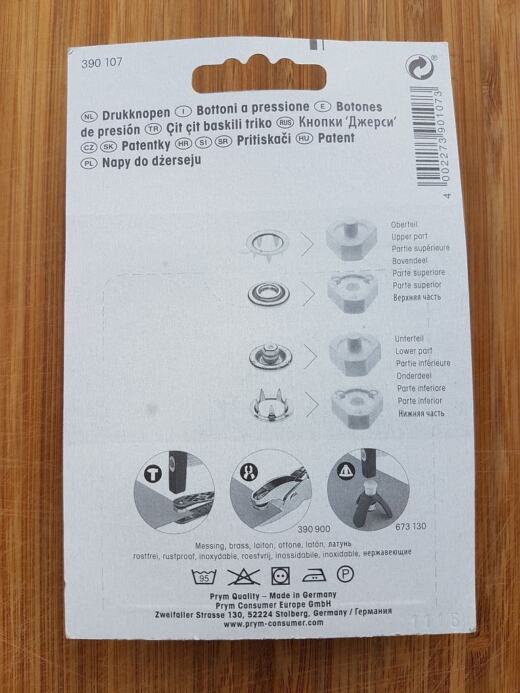10 Prym Jersey-Druckknöpfe Ø 10mm silber inkl. Werkzeug (390 107)
