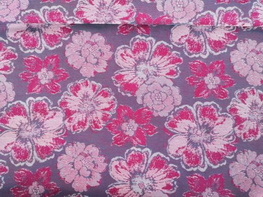 Jacquard Webstoff (Tragetuchstoff) - Yaro Fiori Duo Fuchsia Aqua - White Repreve