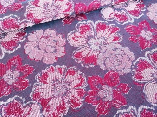 Jacquard Webstoff (Tragetuchstoff) - Yaro Fiori Duo Fuchsia Aqua - White Repreve