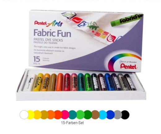 Pentel - Fabric Fun Stoffmalkreide (säurefrei) 15 Farben