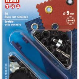 Prym 5mm Ösen mit Scheiben (inkl. Werkzeug) - brüniert dunkel (542 371)