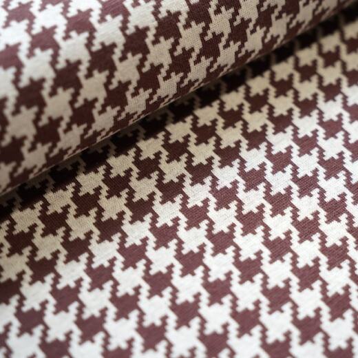 Bio Kuscheljacquard - Stoffonkel - Hahnentritt - braun/beige
