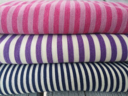 Wolle/Seide Biojersey – Ringel himbeerpink/altrosa