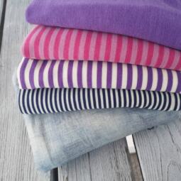 Wolle/Seide Biojersey – Ringel himbeerpink/altrosa – Bild 4