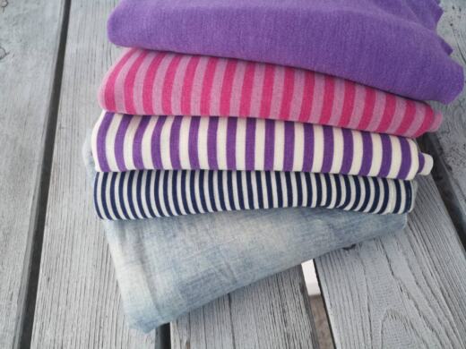 Wolle/Seide Biojersey – Ringel himbeerpink/altrosa