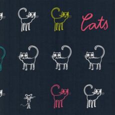 Bio Baumwoll Popeline fein - C.Pauli - Cats blue