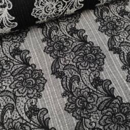 Jacquard Webstoff (Tragetuchstoff) - Yaro Jazz Duo Black White Linen Kapok – Bild 4