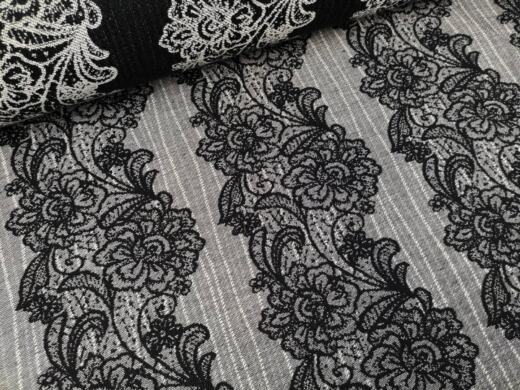 Jacquard Webstoff (Tragetuchstoff) - Yaro Jazz Duo Black White Linen Kapok