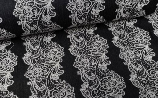 Jacquard Webstoff (Tragetuchstoff) - Yaro Jazz Duo Black White Linen Kapok
