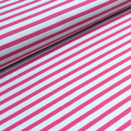 Biojersey - Stoffonkel - Streifen hellgrau-pink