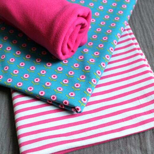 Biojersey - Stoffonkel - Streifen hellgrau-pink