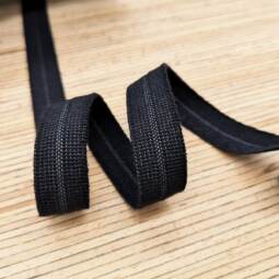 Bio Falzgummi (elastisches Einfassband) 15 mm - schwarz