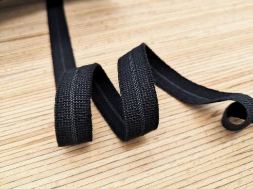 Bio Falzgummi (elastisches Einfassband) 15mm - schwarz