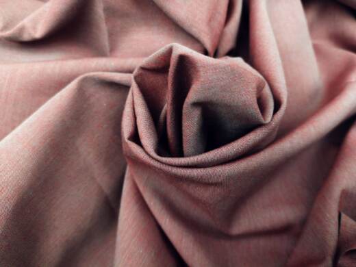 Bio Chambray (Baumwolle, Webstoff) - anthrazit/rot