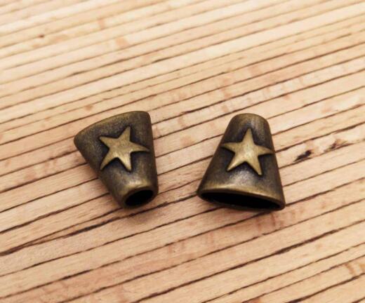 2 Metall Kordelenden "Stern" für 4mm Kordeln