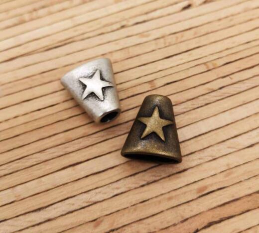 2 Metall Kordelenden "Stern" für 4mm Kordeln