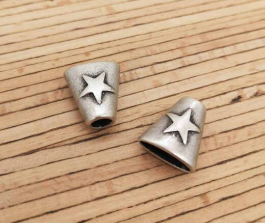 2 Metall Kordelenden "Stern" für 4mm Kordeln