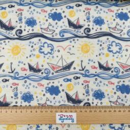 Wolle/Lyocell Biojersey - Auf dem Meer blau – Bild 2