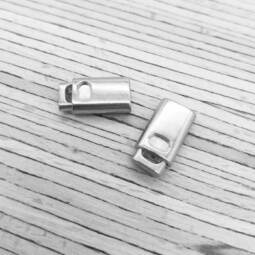 2 Metall Kordelstopper flach für 4 mm Kordeln - verschiedene Farben