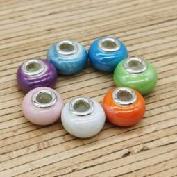 10er Pack Porzellan Großlochperlen - verschiedene Farben