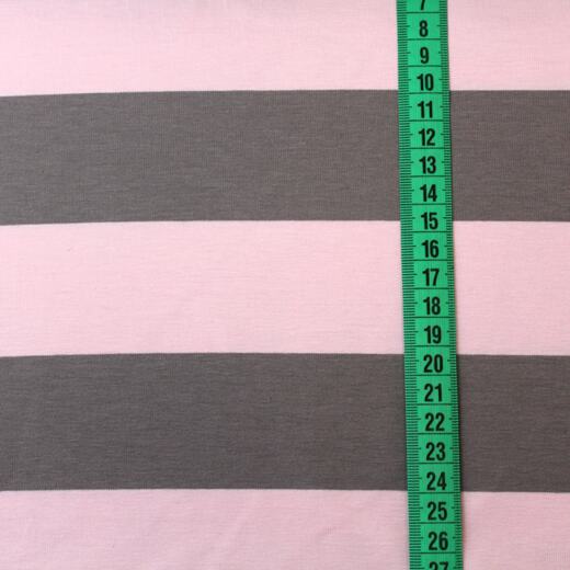 Biojersey - Stoffonkel - Blockstreifen rosa-grau