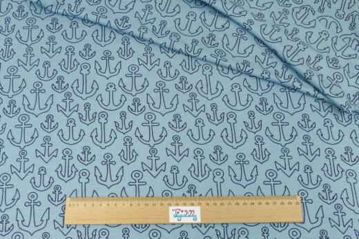 Wolle/Seide Biojersey - Anker hellblau