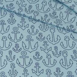 Wolle/Seide Biojersey - Anker hellblau