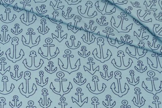 Wolle/Seide Biojersey - Anker hellblau