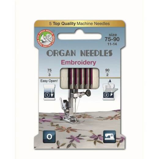 Organ Embroidery Nadeln - Stärken 75-90 - 5er Packung