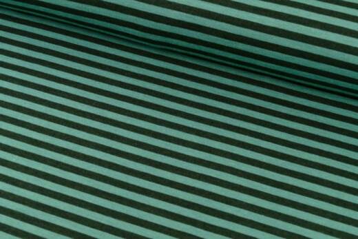 Wolle/Seide Biojersey - Ringel waldgrün/dusty mint