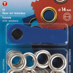 Prym 14mm Ösen mit Scheiben (inkl. Werkzeug) - silber (541 383)