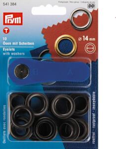 Prym 14mm Ösen mit Scheiben (inkl. Werkzeug) - brüniert dunkel (541 384)