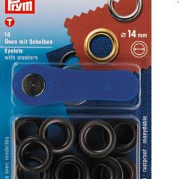 Prym 14mm Ösen mit Scheiben (inkl. Werkzeug) - brüniert dunkel (541 384)