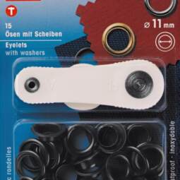 Prym 11mm Ösen mit Scheiben (inkl. Werkzeug) - brüniert dunkel (541 381)