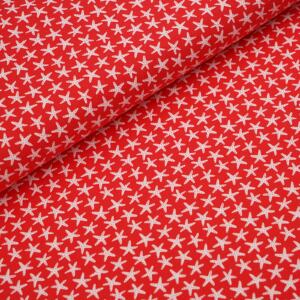 70cm Reststück: Biojersey - Stoffonkel - Starfish rot