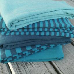 Wolle/Seide Biojersey - Streifen steinblau/lagune – Bild 6