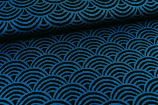 Bio Kuscheljacquard - Stoffonkel - Rainbow - schwarz/blau