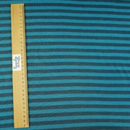 Wolle/Seide Biojersey - Ringel steinblau/lagune – Bild 2