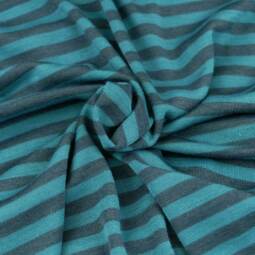 Wolle/Seide Biojersey - Ringel steinblau/lagune (Made in Germany)