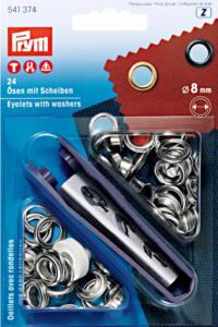 Prym 8mm Ösen mit Scheiben (inkl. Werkzeug) - silber (541 374)