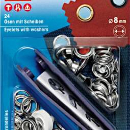 Prym 8mm Ösen mit Scheiben (inkl. Werkzeug) - silber (541 374)