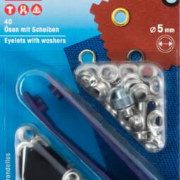 Prym 5mm Ösen mit Scheiben (inkl. Werkzeug) - silber (542 410)