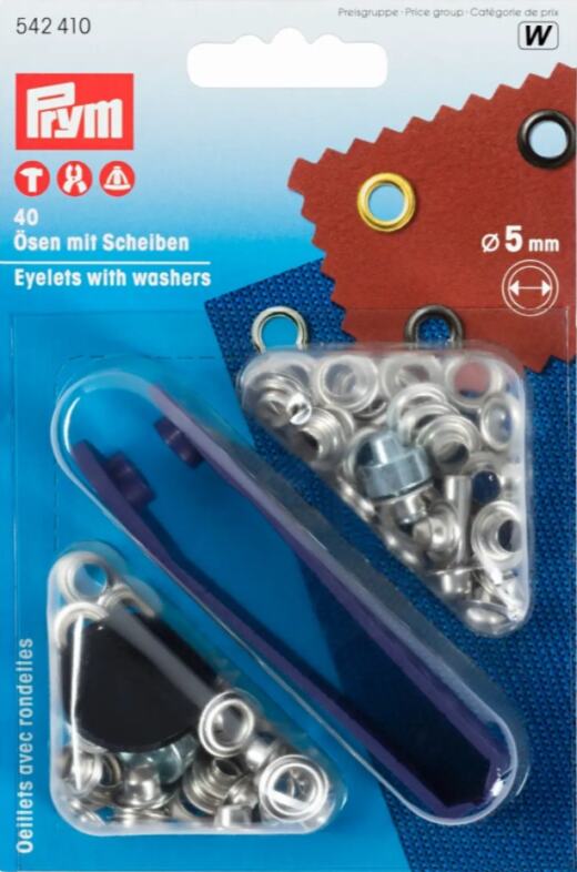 Prym 5mm Ösen mit Scheiben (inkl. Werkzeug) - silber (542 410)
