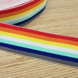 Gestreiftes Gummiband 40mm - Regenbogen
