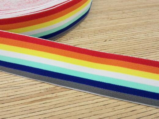 Gestreiftes Gummiband 40mm - Regenbogen