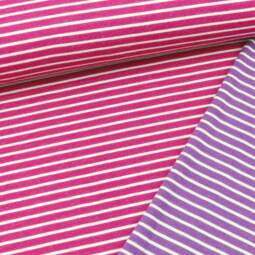 B-Ware A1: Bio Wolljersey (Interlock) - Wenderingel himbeerpink/naturweiß/lila