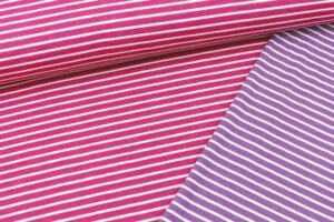 B-Ware A1: Bio Wolljersey (Interlock) - Wenderingel himbeerpink/naturweiß/lila