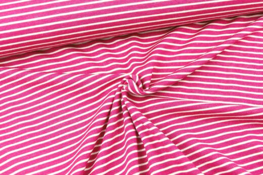 B-Ware A1: Bio Wolljersey (Interlock) - Wenderingel himbeerpink/naturweiß/lila