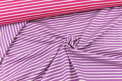 B-Ware A1: Bio Wolljersey (Interlock) - Wenderingel himbeerpink/naturweiß/lila