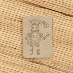 Ein Label zum Aufnähen - Roboter greige